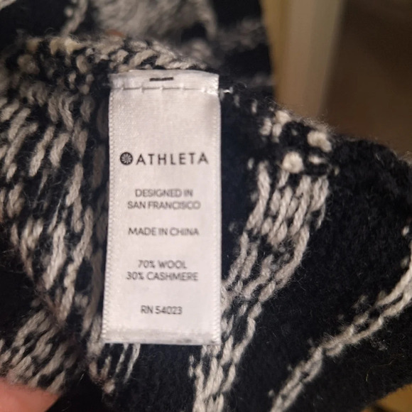 Athleta Wool Cashmere Panorama Point Long Cardigan Black/Marl colour block SZ XS - Picture 11 of 11